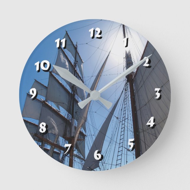 12 Number Choices to Choose-Ship Sails-Clock Round Clock (Front)
