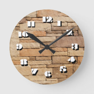 12 Number Choices to Choose-Tan Stone-Clock Round Clock