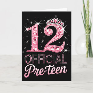 12 Official Pre-teen Pink Crown Happy 12th Birthda Card