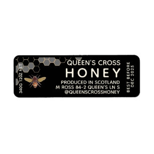 12 oz Honey Hex Jar Label with honeycomb and bee
