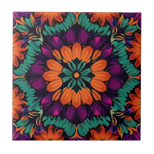 12 Petal Orange Flower Tile