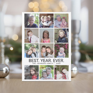 12 Photo - Best Year Ever Black White Holiday Card