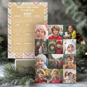12 Photo Collage 2-Sided New Year Calendar Holiday Card