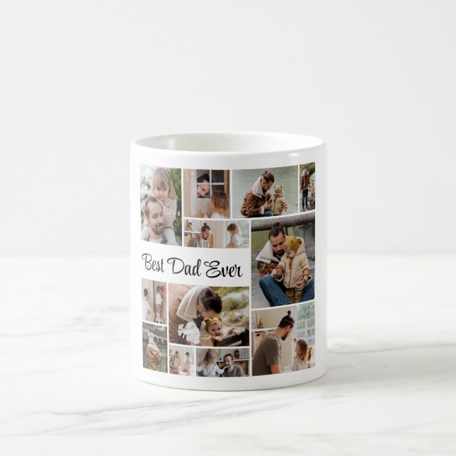 12 Photo Collage Best Dad Ever Coffee Mug (Center)