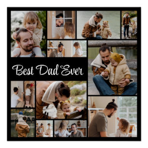 12 Photo Collage Best Dad Ever Glossy Poster
