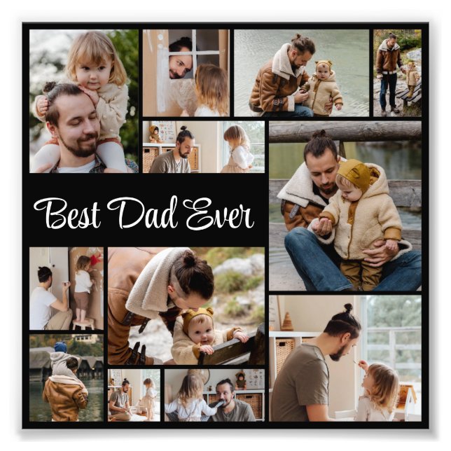 12 Photo Collage Best Dad Ever Photo Enlargement Print (Front)