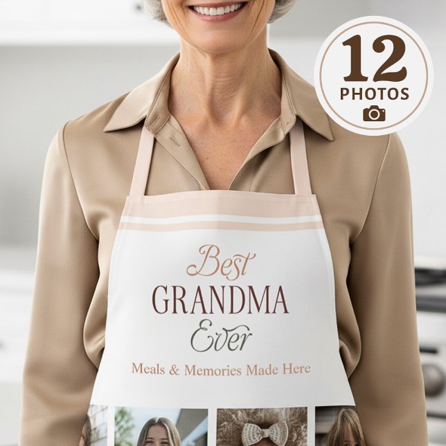 12 Photo Collage Best Grandma Ever Apron (Creator Uploaded)