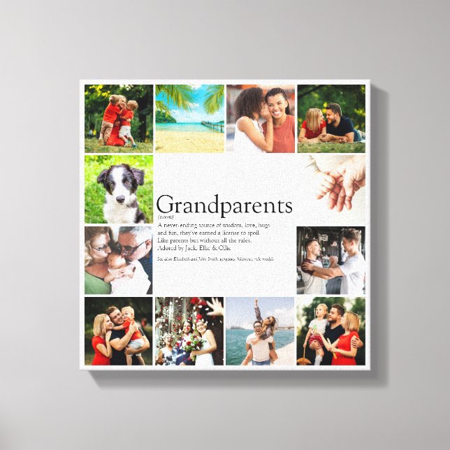 12 Photo Collage Best Grandparents Definition Canvas Print (Front)