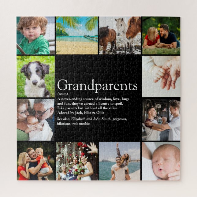 12 Photo Collage Best Grandparents Ever Definition Jigsaw Puzzle (Vertical)