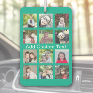 12 Photo Collage - Emerald Green and Custom Text Car Air Freshener