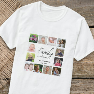12 Photo Collage Family Is Everything Quote Name T-Shirt