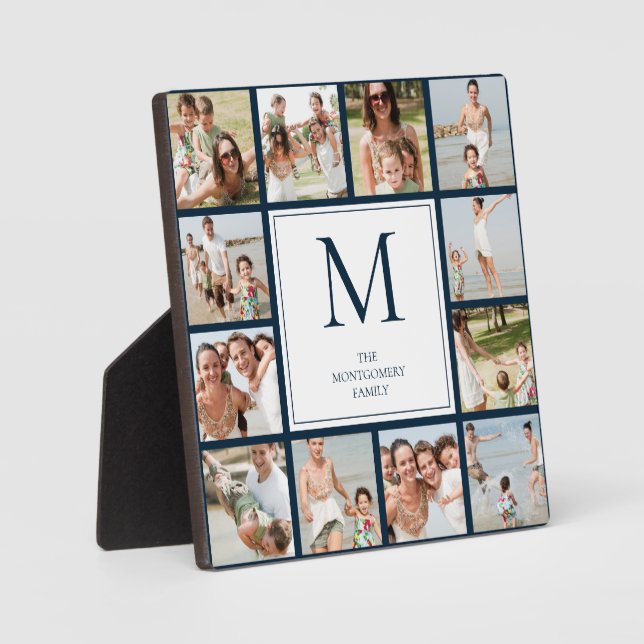 12 Photo Collage Family Pictures Plaque (Front)