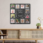 12 Photo Collage Family Quote Pallet Wood Black Square Wall Clock<br><div class="desc">Create your own photo collage wall clock with 12 of your favourite pictures. The photo frame clock helps you treasure your special moments and also makes a thoughtful gift for parents, grandparents and friends. The personalised family clock makes it a perfect gift for all occasions. Personalise with family name and...</div>