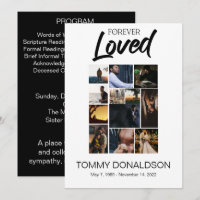 12 Photo Collage Forever Loved Funeral Program