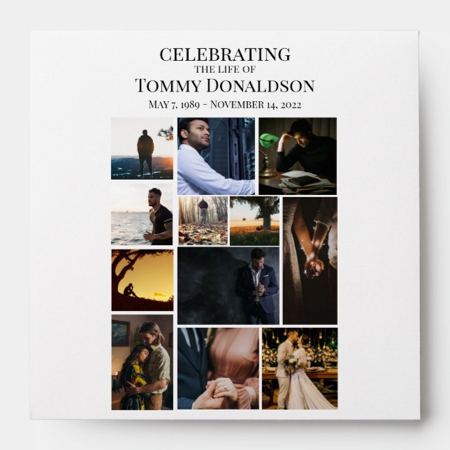 12 Photo Collage Funeral Seed Packet Envelope (Front)