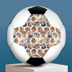 12 Photo Collage - funky hexagon honeycomb pattern Soccer Ball