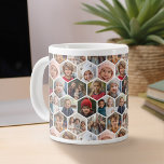 12 Photo Collage - funky hexagon pattern Large Coffee Mug<br><div class="desc">Square photos work best with this template. Add your favourite pics to this fun template. You can use square photos or any photos for this grid.</div>