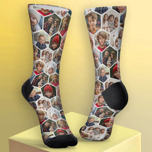 12 Photo Collage - funky hexagon - Random Pattern Socks