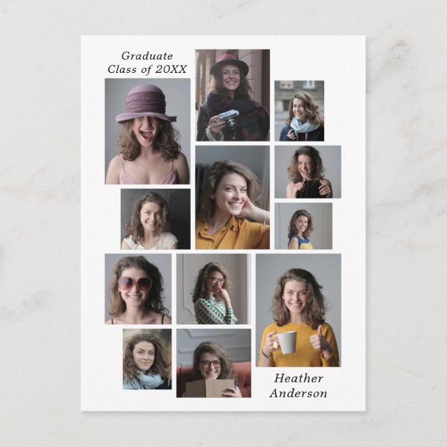 12 Photo Collage Graduate Name Class Of 2023  Announcement Postcard (Front)