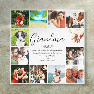 12 Photo Collage Grandma Quote Modern Script Canvas Print