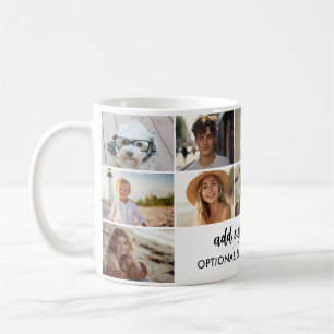 12 Photo Collage Grid - 2 Text boxes - black white Coffee Mug