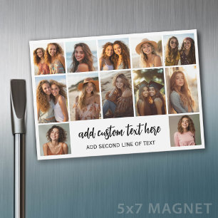 12 Photo Collage Grid - 2 Text boxes - Magnet