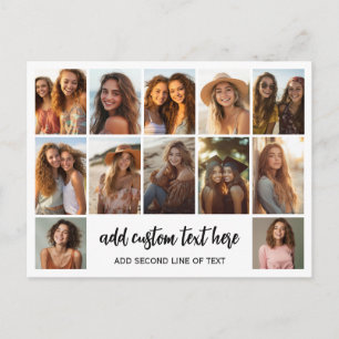 12 Photo Collage Grid - 2 Text boxes - Postcard