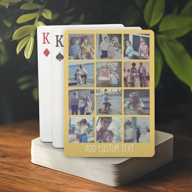 12 Photo Collage - grid with area for text Playing Cards (Custom Poker Playing Cards)