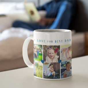 12 photo collage LOVE for BEST DAD navy script Coffee Mug