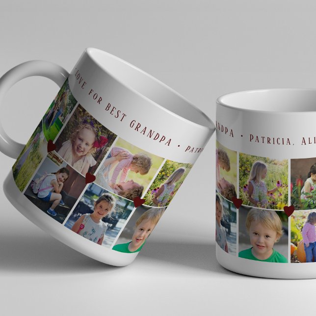 12 photo collage LOVE for BEST GRANDPA burgundy Coffee Mug (Creator Uploaded)