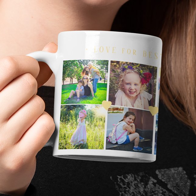 12 photo collage LOVE for BEST MOM yellow hearts Coffee Mug (Creator Uploaded)