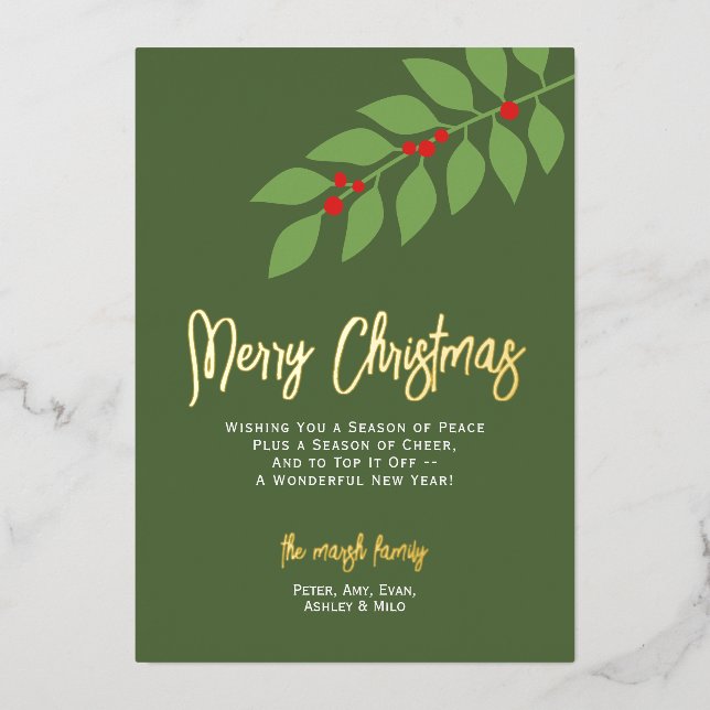 12 Photo Collage - Merry Script - Botanical (Front)