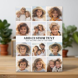 12 Photo Collage - Modern Grid White - Black Text Holiday Card