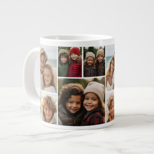 12 Photo Collage - Modern, Minimal Grid Large Coffee Mug