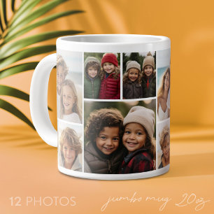 12 Photo Collage - Modern, Minimal Grid Large Coffee Mug