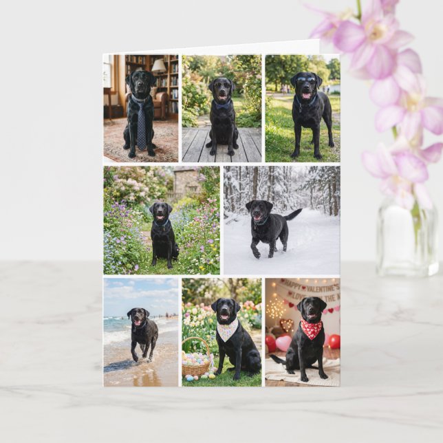 12 Photo Collage Personalised Custom Card (Orchid)