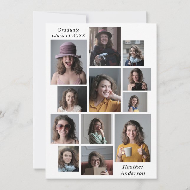 12 Photo Collage Personalised Graduate Name & Year Announcement (Front)