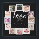 12 Photo Collage Personalised LOVE Family Square Wall Clock<br><div class="desc">12 Photo Collage Personalised Template LOVE family wall clock .. simply add your own photographs and text to this great wall clock .. easy to personalise .. customisable photo template clock from Ricaso - perfect gift-ideas</div>