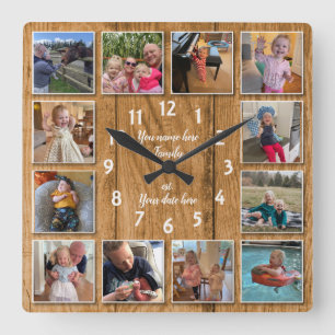 12 Photo Collage Personalised Wall Clock
