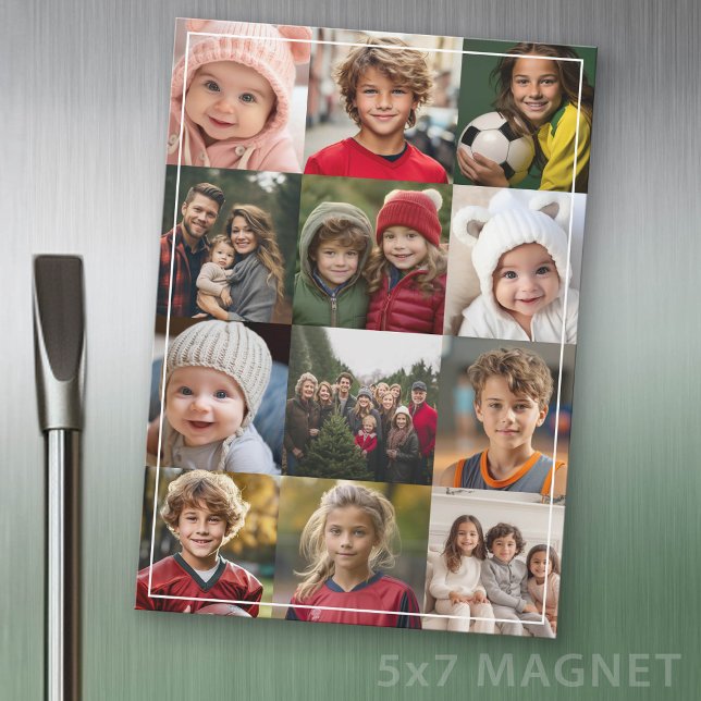 12 Photo Collage - Photos Only - Fridge Magnet (Photo Magnet - 5x7 size)