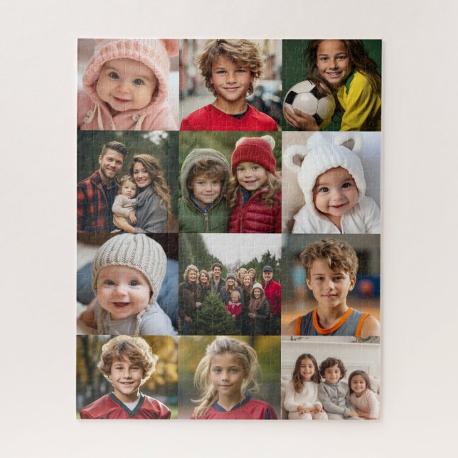 12 Photo Collage - Photos Only Square Cropped Jigsaw Puzzle (Vertical)