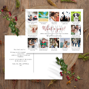 12 Photo Collage What A Year In Review Captions Holiday Postcard