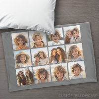 12 Photo Collage with Custom Background Grey