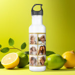 12 Photo Collage with Gold Background 710 Ml Water Bottle<br><div class="desc">Add your favourite pics to this fun template. You can use Instagram photos or any photos for this grid.</div>
