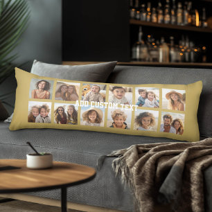 12 Photo Collage with Gold Background Body Cushion