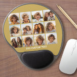 12 Photo Collage with Gold Background Gel Mouse Pad<br><div class="desc">Add your favourite pics to this fun template. You can use Instagram photos or any photos for this grid.</div>