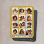 12 Photo Collage with Gold Background Magnet<br><div class="desc">Add your favourite pics to this fun template. You can use Instagram photos or any photos for this grid.</div>