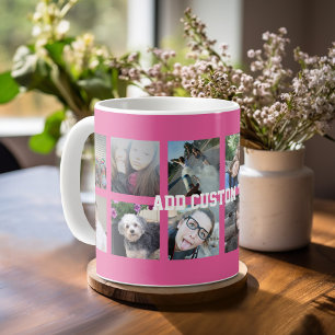12 Photo Collage with Pink Background Coffee Mug