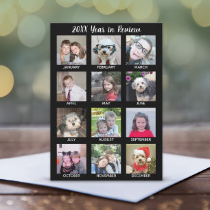 12 Photo Collage with Year in Review 2020 Holiday Card