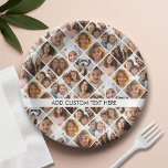 12 Photo Collage - You square photos or instagram Paper Plate<br><div class="desc">You can use any photos for this design. 
Use up to 12 square Instagram or selfie phone photos to create a unique and personal gift. A fun diamond layout with space for 12 photos.</div>